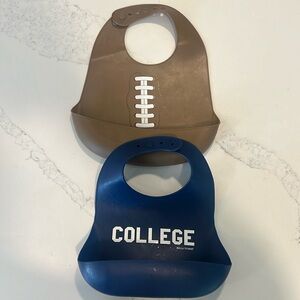 Set of two football silicone bibs